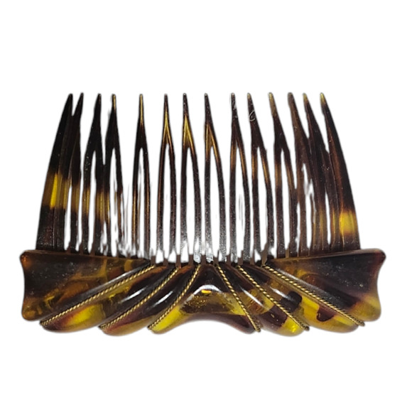 Vintage 1980's French Hair Comb Gold Trim‎ - Picture 2 of 3